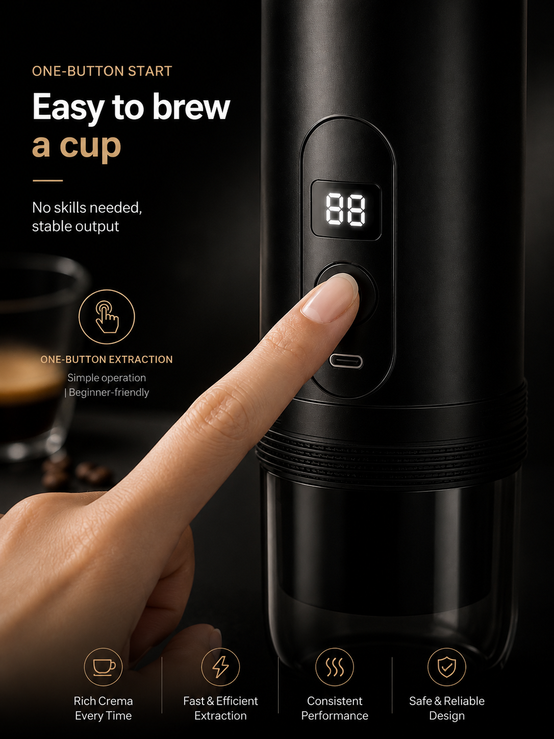 Portable Espresso Machine, Self-Heating