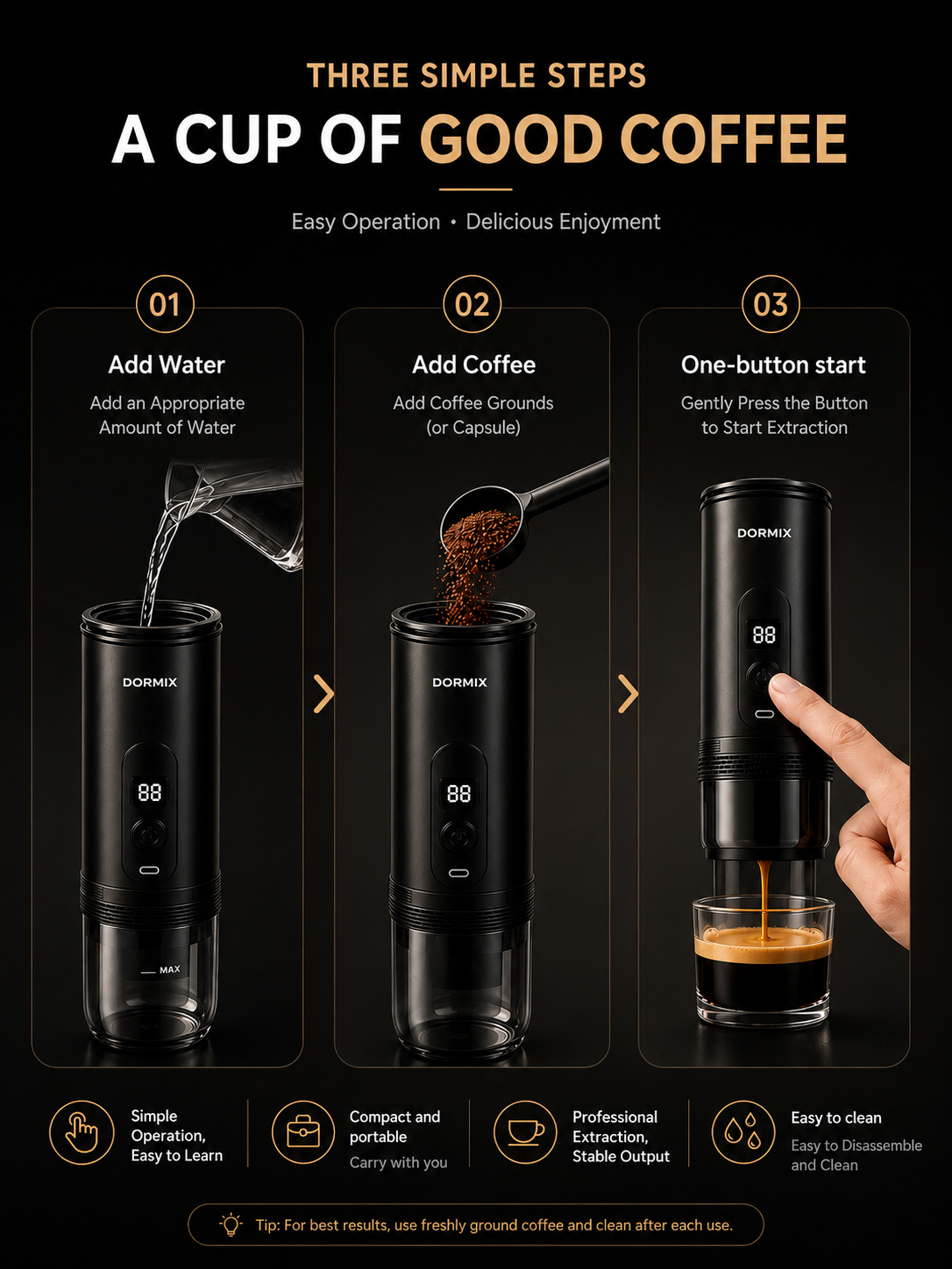 Portable Espresso Machine, Self-Heating